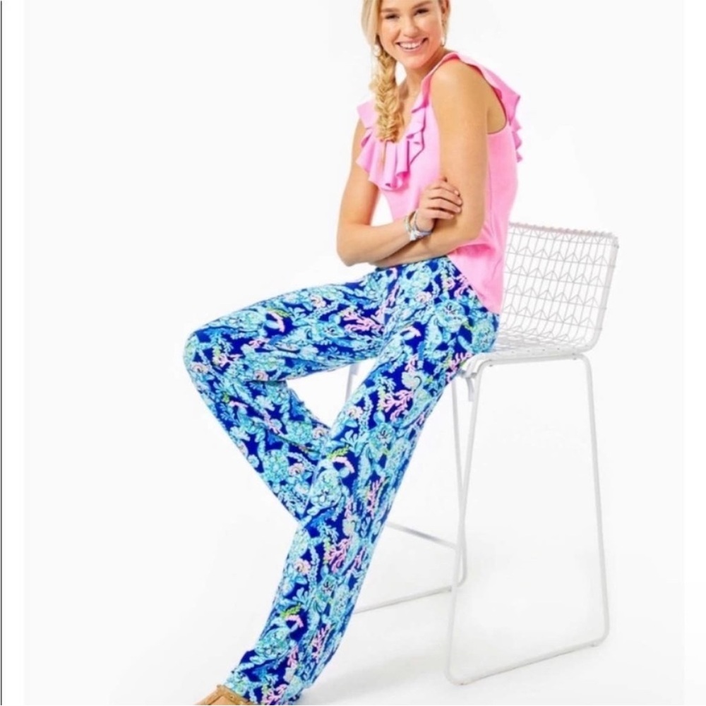 Lilly Pulitzer Lorena Breezy Pilazzo Pants in Corsica Blue Size Small